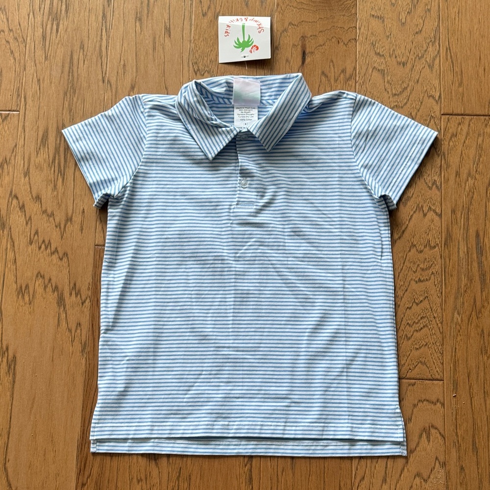 Shrimp And Grits Kids Striped Polo Shirt New With Tags